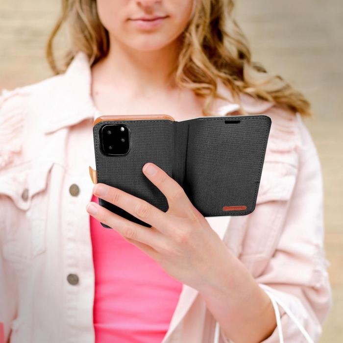 OEM - iPhone 6/6S Plånboksfodral Canvas Nylon - Svart