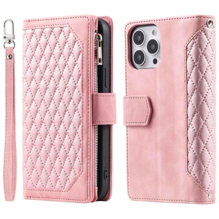 OEM - iPhone 14 Pro Max Plånboksfodral Rhombus - Rosa