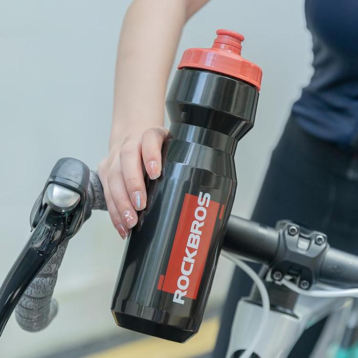 Rockbros - Rockbros Cykelflaska 750 ml - Genomskinlig Svart med Rött Munstycke