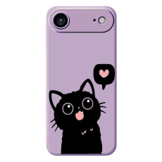 A-One Brand - iPhone Air Mobilskal Love Black Cat Pattern - Lila