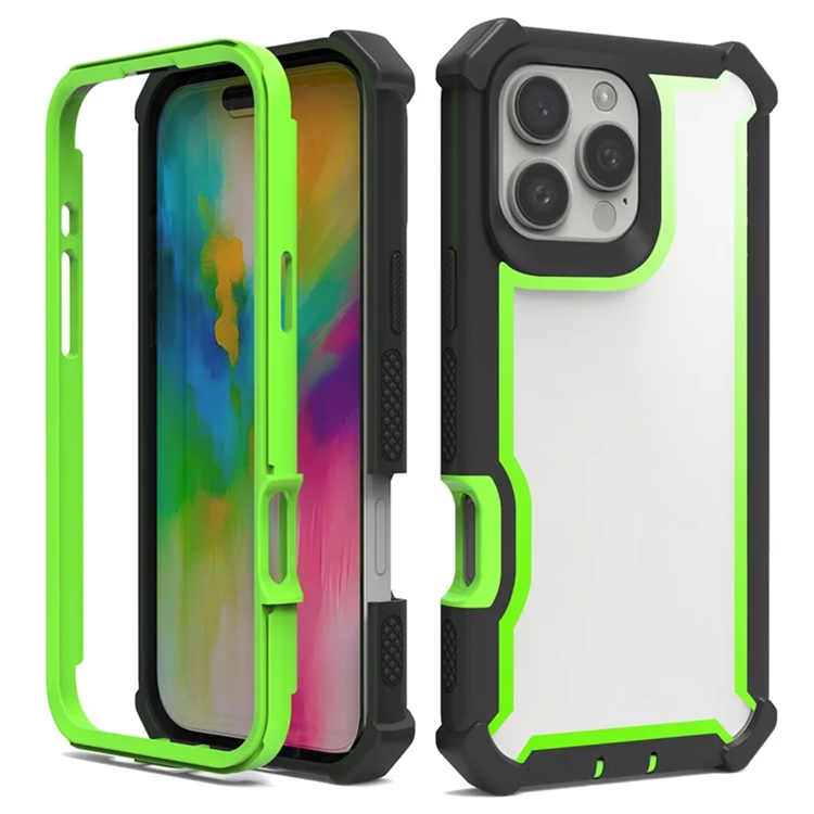 iPhone 16 Pro Max Mobilskal TPU + PC Shockproof - Svart/Grön | 2353 | AlltMobil