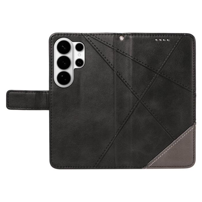 OEM - Samsung Galaxy S26 Ultra Fodral Äkta Läder Geometrisk Design - Svart