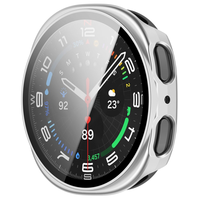 A-One Brand - Galaxy Watch 8 (44mm) Skal PC med Härdat Glas - Matt Silver