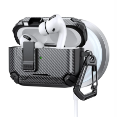 A-One Brand - AirPods Pro 2 Skal Magsafe Carbon Fiber med Karbinhake - Svart