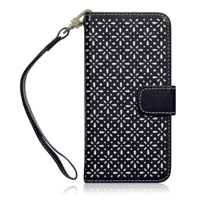 UTGATT5 - Floral Etch Plånboksfodral till Samsung Galaxy Note 5 - Svart