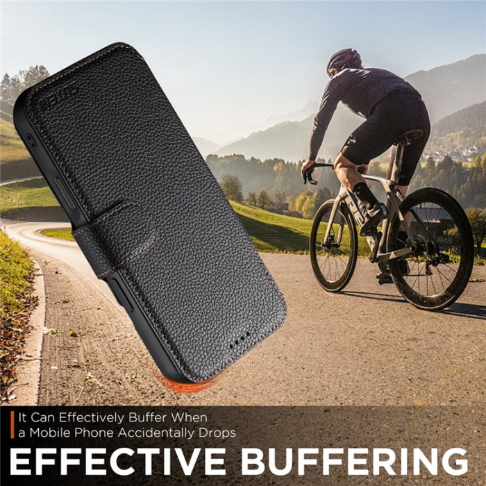 SUTENI - SUTENI iPhone 17 Pro Max Plånboksfodral MagSafe Detachable Litchi