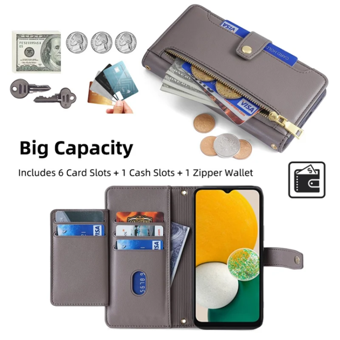 A-One Brand - Galaxy A13 5G Plånboksfodral Konstläder - Grå