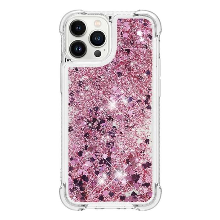 OEM - iPhone 14 Pro Max Skal Liquid Floating Glitter - Rosa Guld