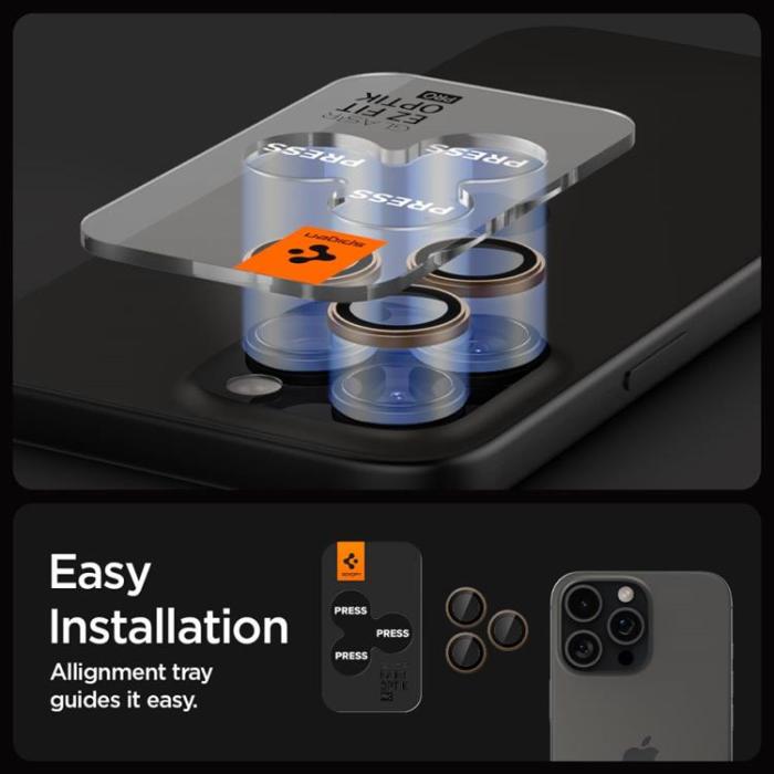 Spigen - [2-Pack] Spigen iPhone 16 Pro Max/16 Pro Linsskydd Härdat glas EZ FIT