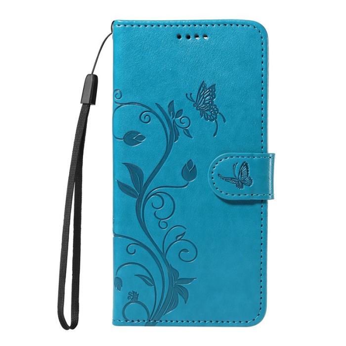 OEM - Samsung Galaxy A37 Plånboksfodral Konstläder Blommönster - Blå