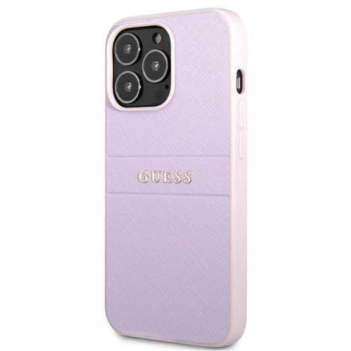 Guess - Guess iPhone 13 Pro Skal Saffiano Hot Stamp & Metal Logo - Lila
