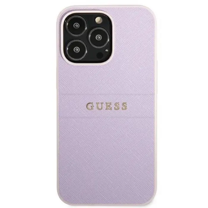 Guess - Guess iPhone 13 Pro Skal Saffiano Hot Stamp & Metal Logo - Lila
