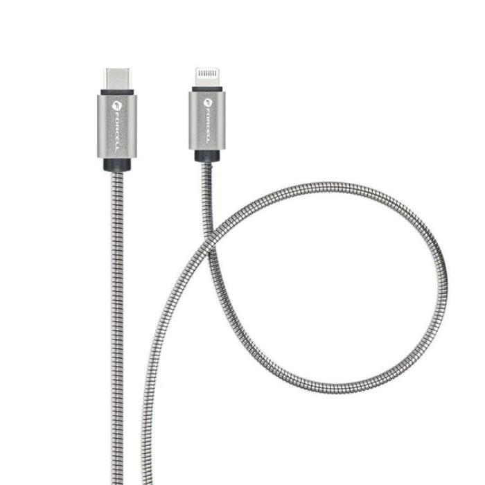 Forcell - Forcell USB-C till Lightning kabel C236 1m - Silver