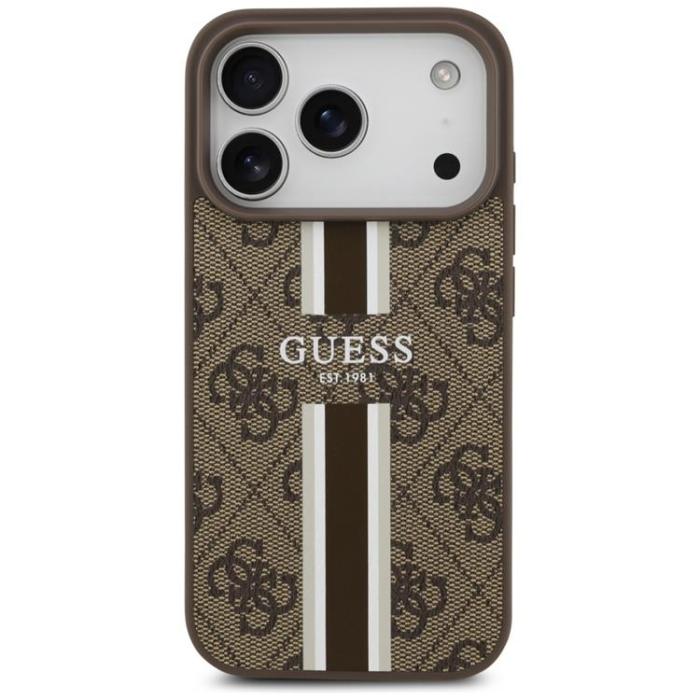 Guess - Guess iPhone 17 Pro Mobilskal MagSafe 4G Printed Stripes - Brun