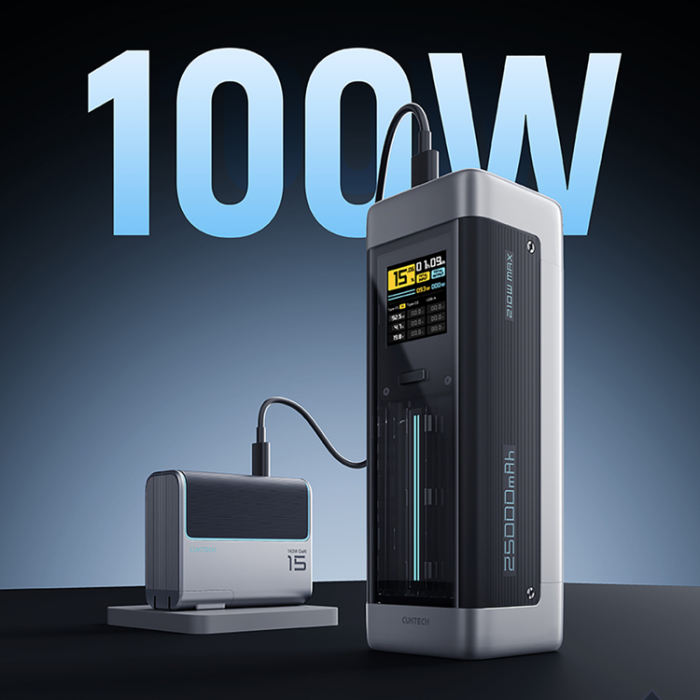 Cuktech - Cuktech Powerbank 25000 mAh 210W 2xUSB-C 1xUSB-A - Svart