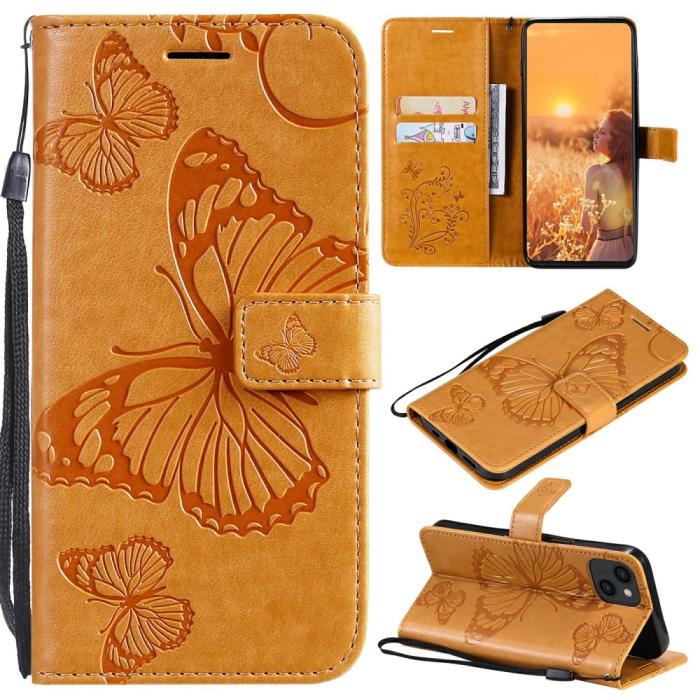 OEM - Fjärilar Plånboksfodral iPhone 13 - Gul