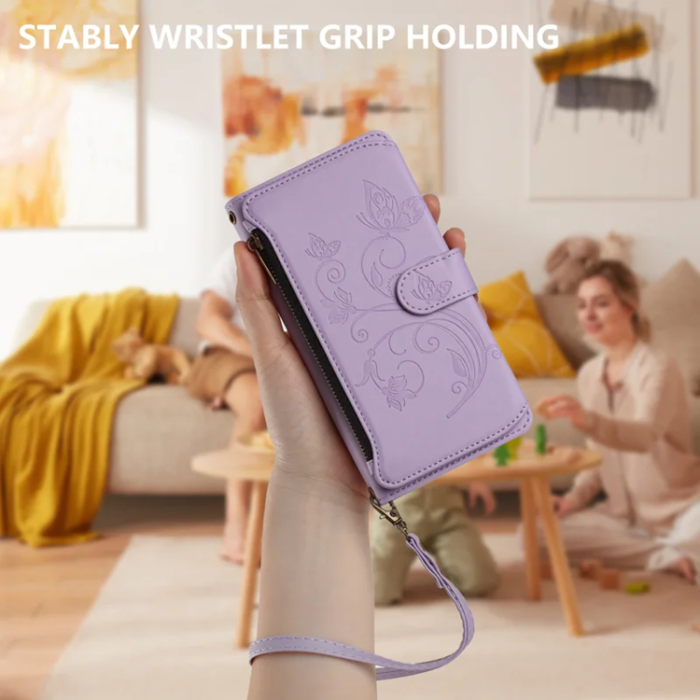 A-One Brand - Sony Xperia 10 VII Plånboksfodral Butterfly Floral - Lila