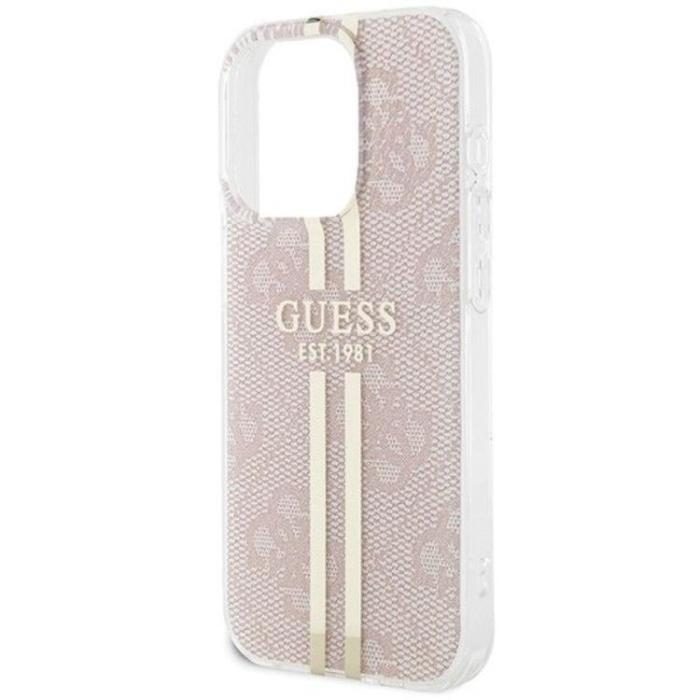 Guess - Guess iPhone 15 Pro Mobilskal Gold Stripes - Rosa