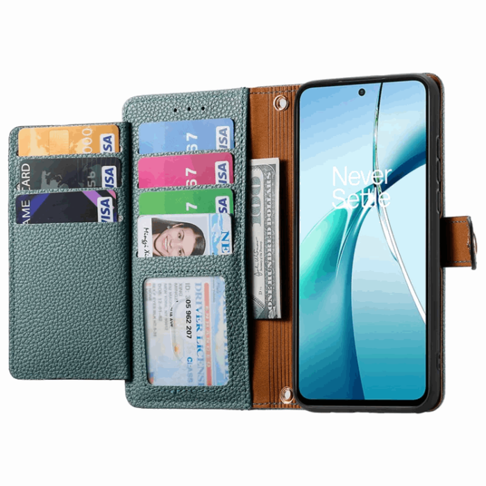 A-One Brand - Nothing Phone (3a) Plånboksfodral RFID Zipper med Rem - Grön