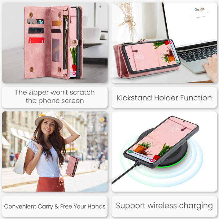 Caseme - CASEME Galaxy S25 Plånboksfodral Med Rem - Rosa