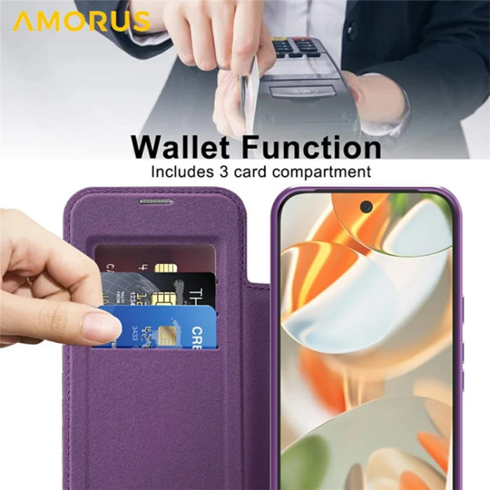 AMORUS - AMORUS Google Pixel 10 Pro XL Plånboksfodral Magsafe RFID - Lila