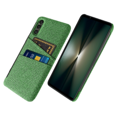 A-One Brand - Sony Xperia 1 VII Mobilskal med Dual Kortfack Tyg + PC - Grön