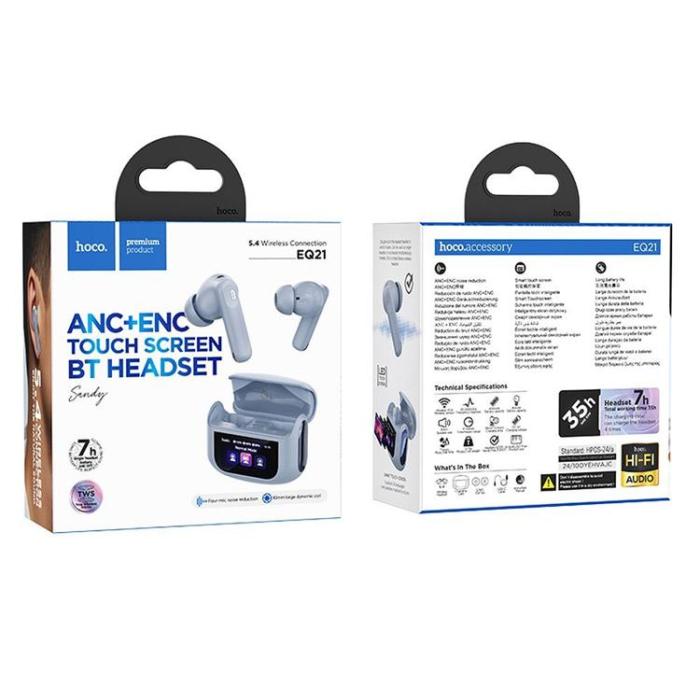 Hoco - Hoco TWS In-Ear Hörlurar Trådlösa ANC ENC med Pekskärm EQ21 - Blå