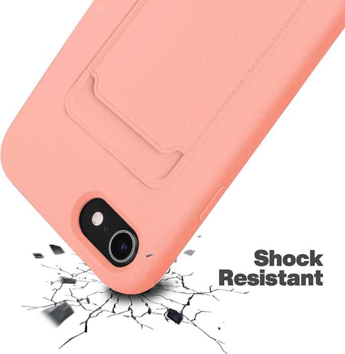 A-One Brand - iPhone 7/8/SE (2020/2022) Skal Korthållare Liquid Silicone - Ljusrosa