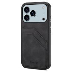 DENIOR - DENIOR Mobilskal till iPhone 17 Pro Max PU L&auml;der + TPU + PC - Svart