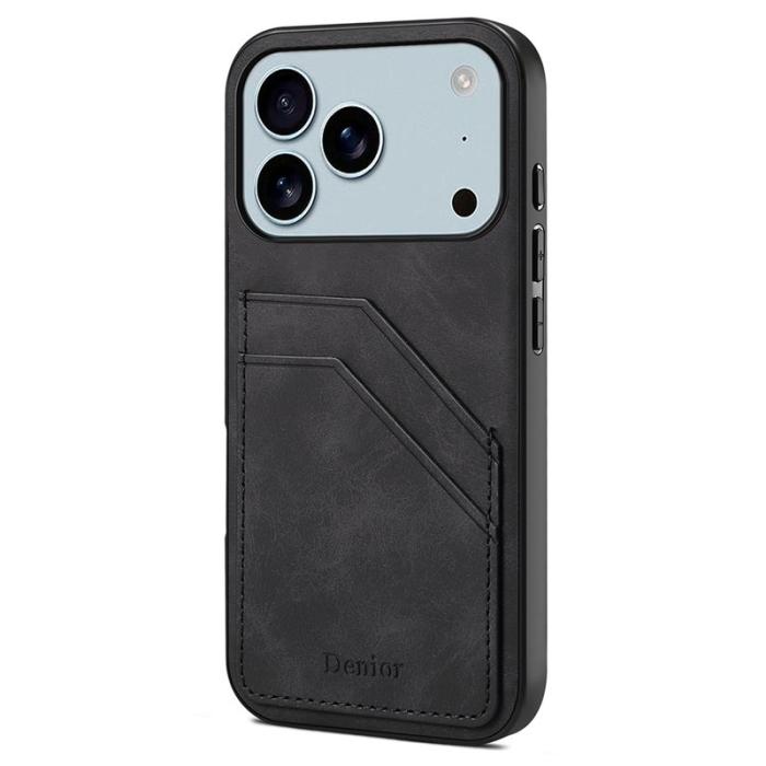 DENIOR - DENIOR Mobilskal till iPhone 17 Pro PU-läder + TPU + PC - Svart
