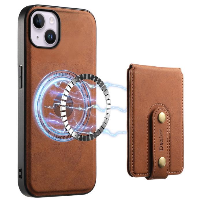 DENIOR - DENIOR D14 Mobilskal till iPhone 14 Plus Läder + TPU + PC Brun