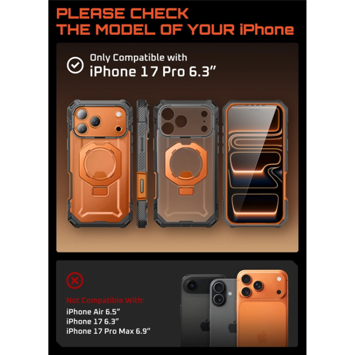 SupCase - Supcase iPhone 17 Pro Mobilskal Magsafe UB Grip Pro - Clear/Coral