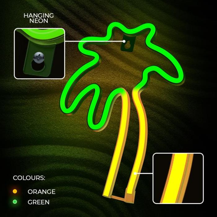Neolia - Neolia LED Neon Light PALM På Stativ NNE04 - Grön/Orange