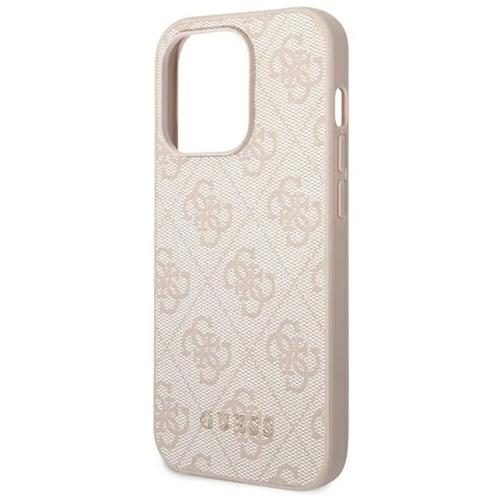 Guess - GUESS iPhone 14 Pro Skal Glitter Flakes Script Metal Logo - Rosa