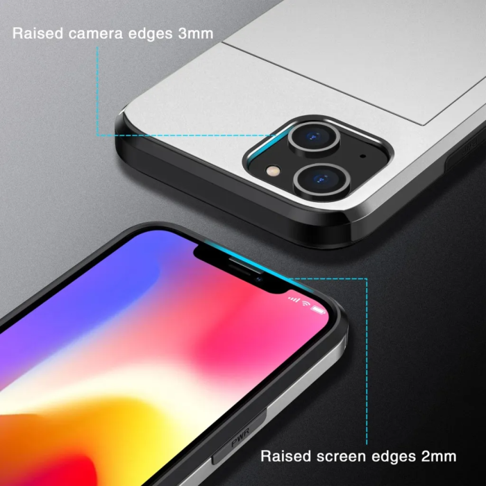 Taltech - iPhone 15 Plus Mobilskal Korthållare - Grå