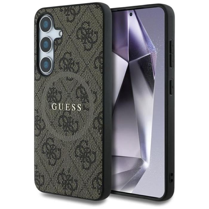 Guess - Guess Galaxy S25 Mobilskal MagSafe 4G Ring Classic Logo - Brun