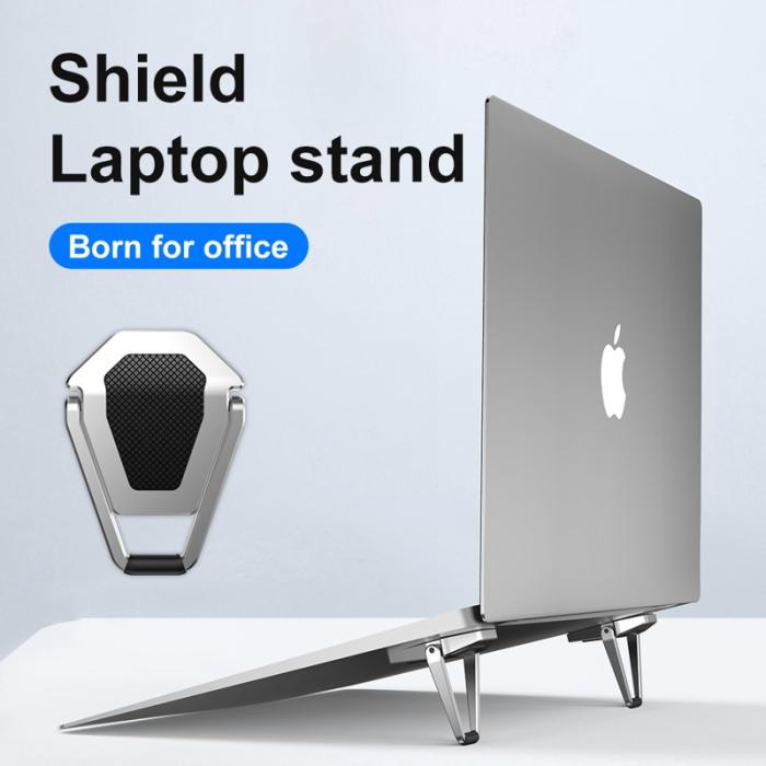 R-JUST - R-JUST Laptop Ställ Aluminium Legering Fällbar Sköldform Silver