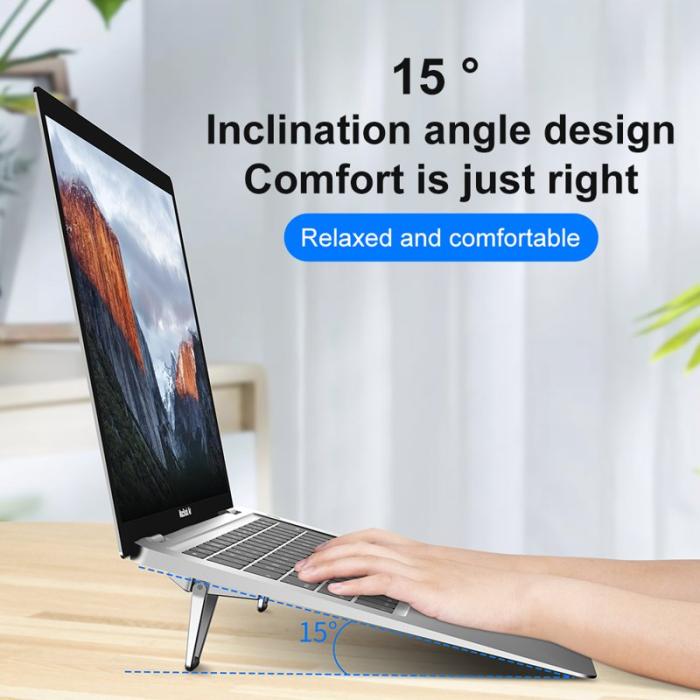 R-JUST - R-JUST Laptop Ställ Aluminium Legering Fällbar Sköldform Silver