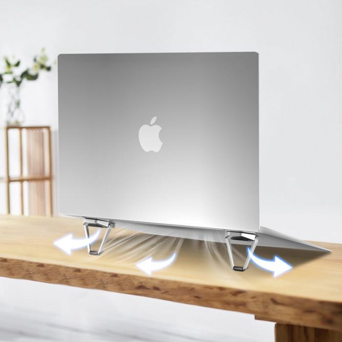 R-JUST - R-JUST Laptop Ställ Aluminium Legering Fällbar Sköldform Silver