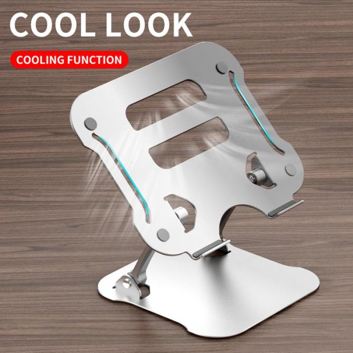 R-JUST - R-JUST Lifting Hollow-carved Laptop Bracket - Svart Aluminium