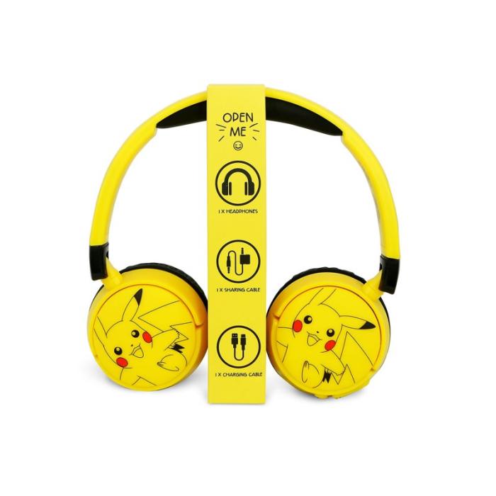 POKEMON - POKEMON Hörlur Pokemon Pikachu 85db/95db Sharing Aux On-Ear Trådlös