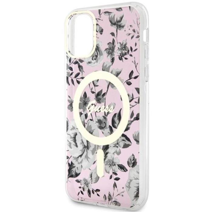 Guess - Guess iPhone 11/XR Mobilskal Magsafe Flower - Rosa