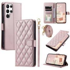 OEM - Pl&aring;nboksfodral f&ouml;r Samsung Galaxy S26 Ultra Konstl&auml;der med axelrem - Ros&eacute;guld