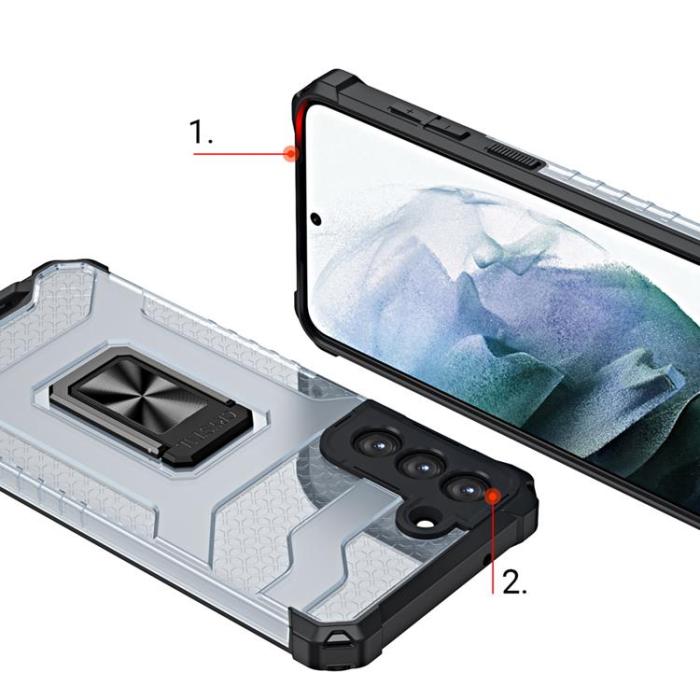 OEM - Crystal Ring Kickstand Skal Galaxy S21 5G - Blå