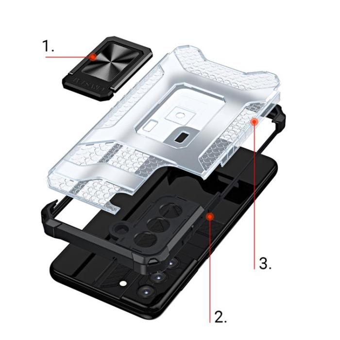 OEM - Crystal Ring Kickstand Skal Galaxy S21 5G - Blå