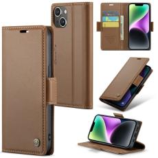 Caseme - CASEME Pl&aring;nboksfodral Konstl&auml;der f&ouml;r iPhone 14 Plus - RFID-Skydd, Brun