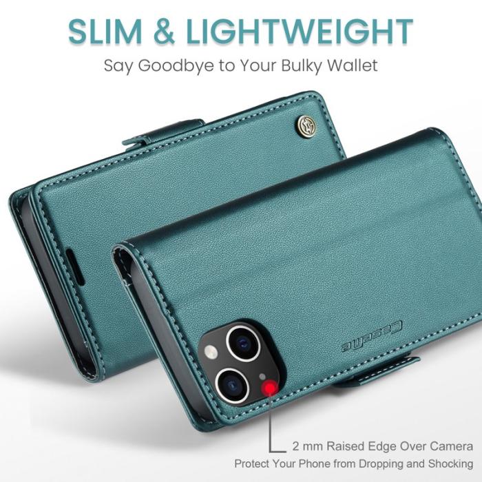 Caseme - CASEME Plånboksfodral Konstläder för iPhone 14 Plus - Grön