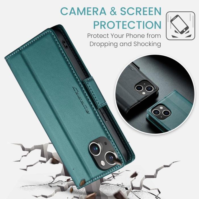Caseme - CASEME Plånboksfodral Konstläder för iPhone 14 Plus - Grön