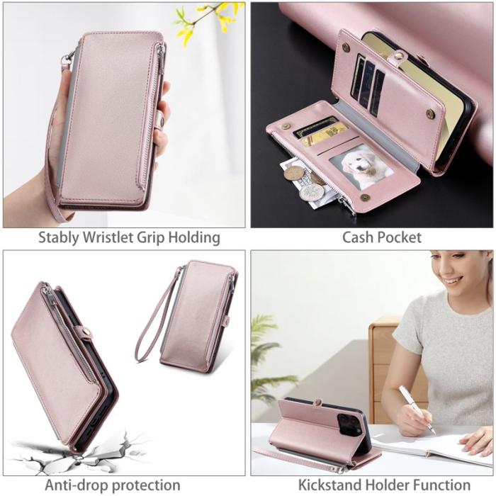 OEM - Samsung Galaxy S26 Plus Plånboksfodral TPU + Konstläder - Roséguld