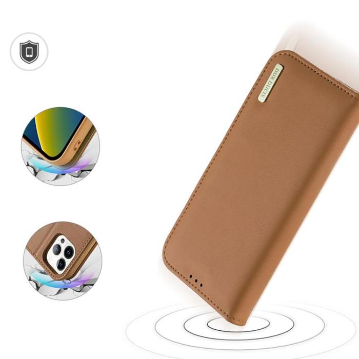 Dux Ducis - Dux Ducis iPhone 14 Pro Plånboksfodral Äkta Läder Hivo Flip - Brun